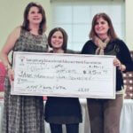 Three women holding a large check from LEAF for $3,500.